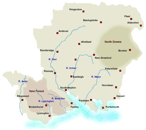 Map Of Hampshire Villages Walking In Hampshire - Information For Walkers